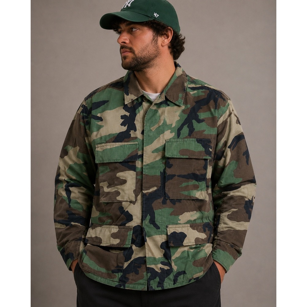 US Military Field Jacket Woodland Camo Ripstop‎ Mens Small Short